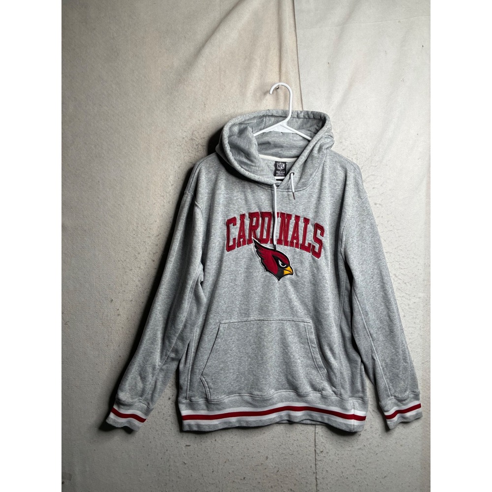 NFL Team Apparel Arizona Cardinals Hoodie Gray Red Large Embroidered Sweatshirt